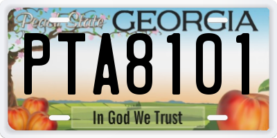 GA license plate PTA8101