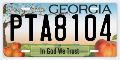 GA license plate PTA8104