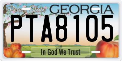 GA license plate PTA8105