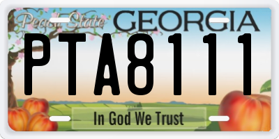 GA license plate PTA8111