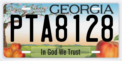 GA license plate PTA8128