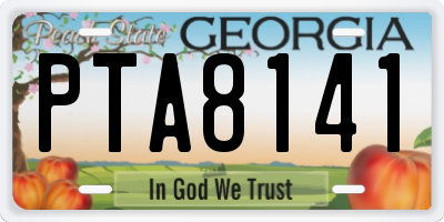 GA license plate PTA8141