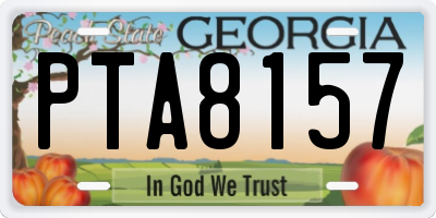 GA license plate PTA8157