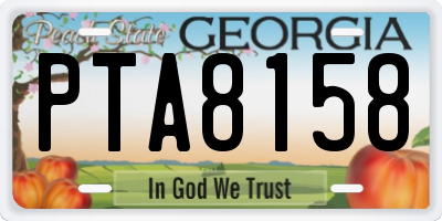 GA license plate PTA8158