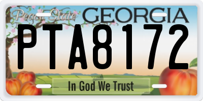 GA license plate PTA8172