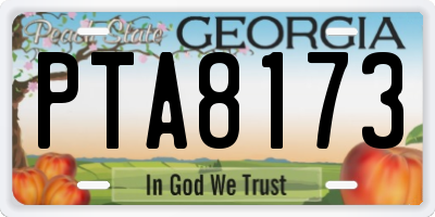 GA license plate PTA8173