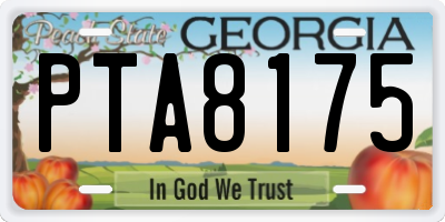 GA license plate PTA8175
