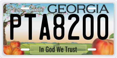 GA license plate PTA8200