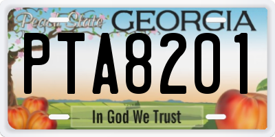GA license plate PTA8201