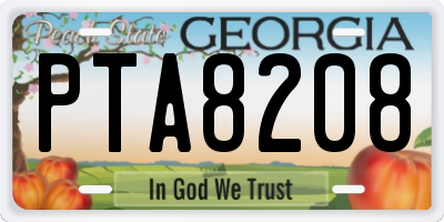 GA license plate PTA8208