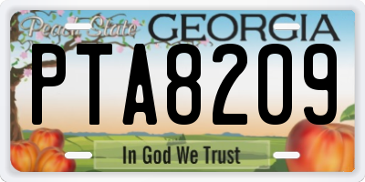 GA license plate PTA8209