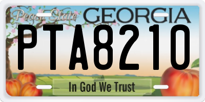 GA license plate PTA8210