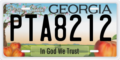 GA license plate PTA8212