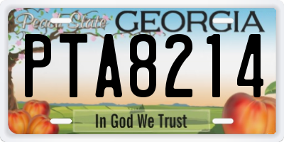 GA license plate PTA8214