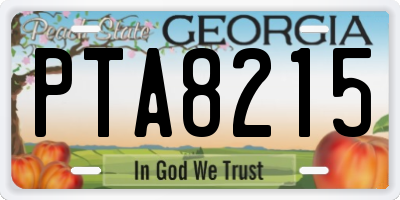 GA license plate PTA8215