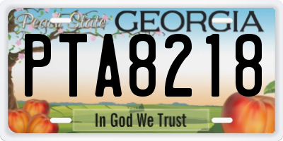 GA license plate PTA8218
