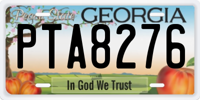 GA license plate PTA8276