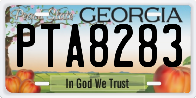 GA license plate PTA8283