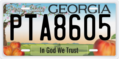 GA license plate PTA8605