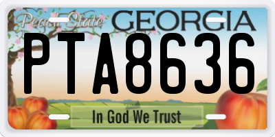 GA license plate PTA8636