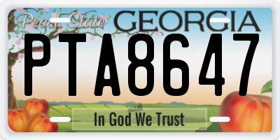 GA license plate PTA8647