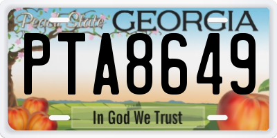 GA license plate PTA8649