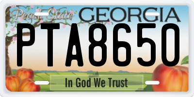 GA license plate PTA8650
