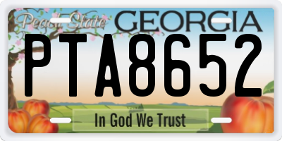 GA license plate PTA8652