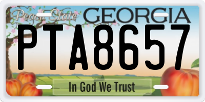 GA license plate PTA8657