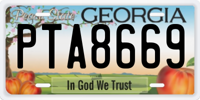 GA license plate PTA8669