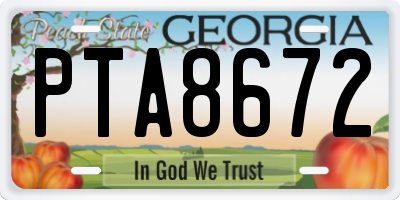 GA license plate PTA8672