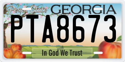 GA license plate PTA8673