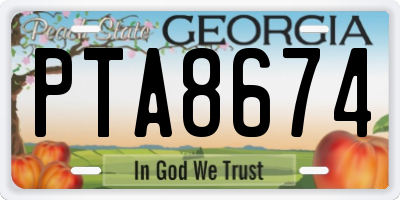 GA license plate PTA8674