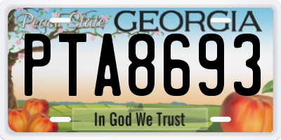 GA license plate PTA8693