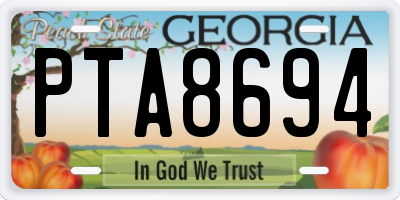 GA license plate PTA8694