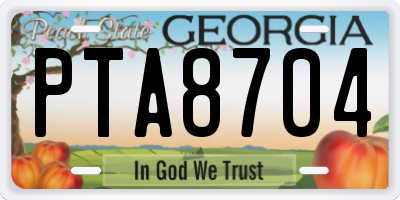 GA license plate PTA8704