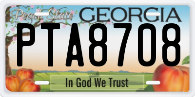 GA license plate PTA8708