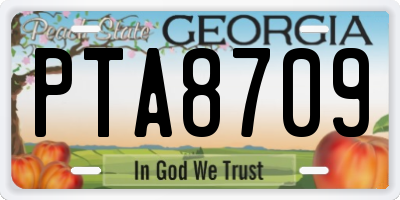GA license plate PTA8709