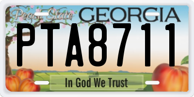 GA license plate PTA8711