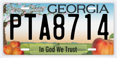 GA license plate PTA8714