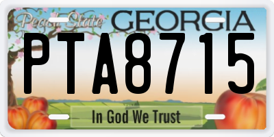 GA license plate PTA8715