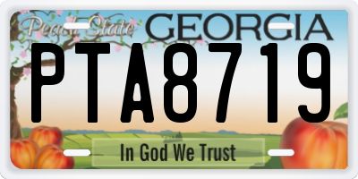 GA license plate PTA8719