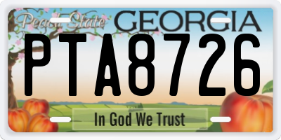 GA license plate PTA8726