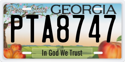 GA license plate PTA8747