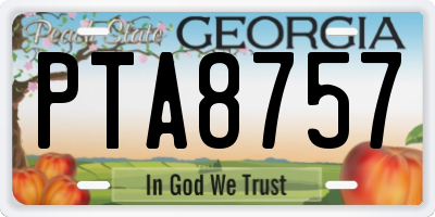GA license plate PTA8757