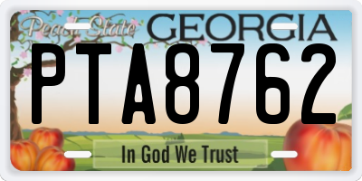 GA license plate PTA8762
