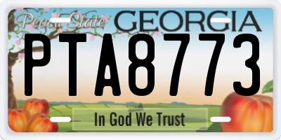 GA license plate PTA8773