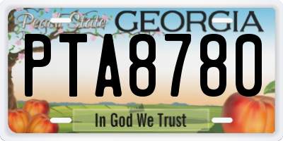 GA license plate PTA8780