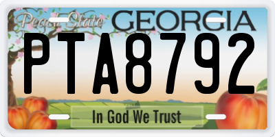 GA license plate PTA8792