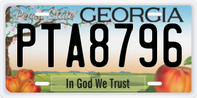 GA license plate PTA8796